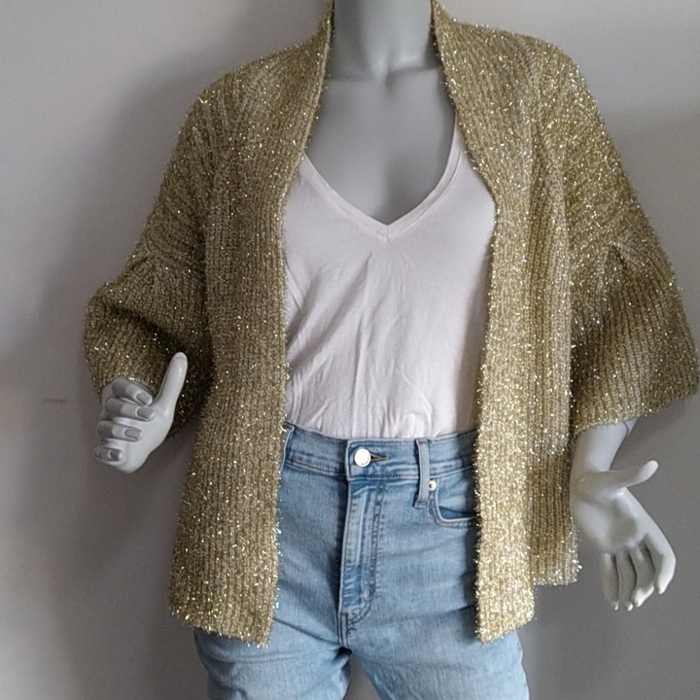 Gold sparkle sweater jacket S